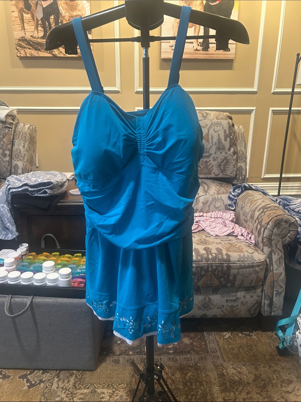 Turquoise Swimdress with Skirted Hem - Women Intimates & Sleepwear